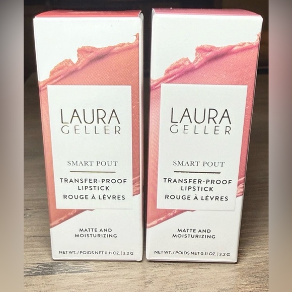 Laura Geller Other - New Lot Of 2 Laura Geller Smart Pout Transfer Proof Lipstick Clever Wine 3.2g ea
